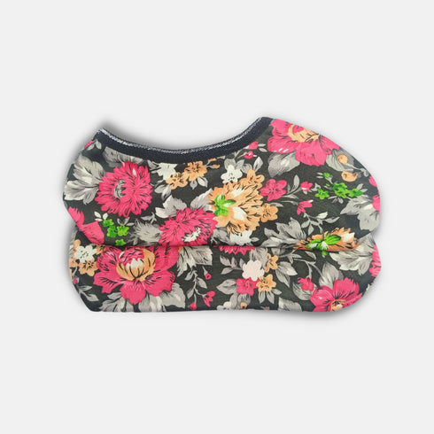 Womens Grey Floral Printed No Show Socks